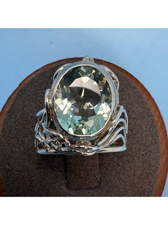 Jewelry - Handmade Topaz Bezel Set Filigree Design Band Sterling Silver 925 Ring Size 6.75